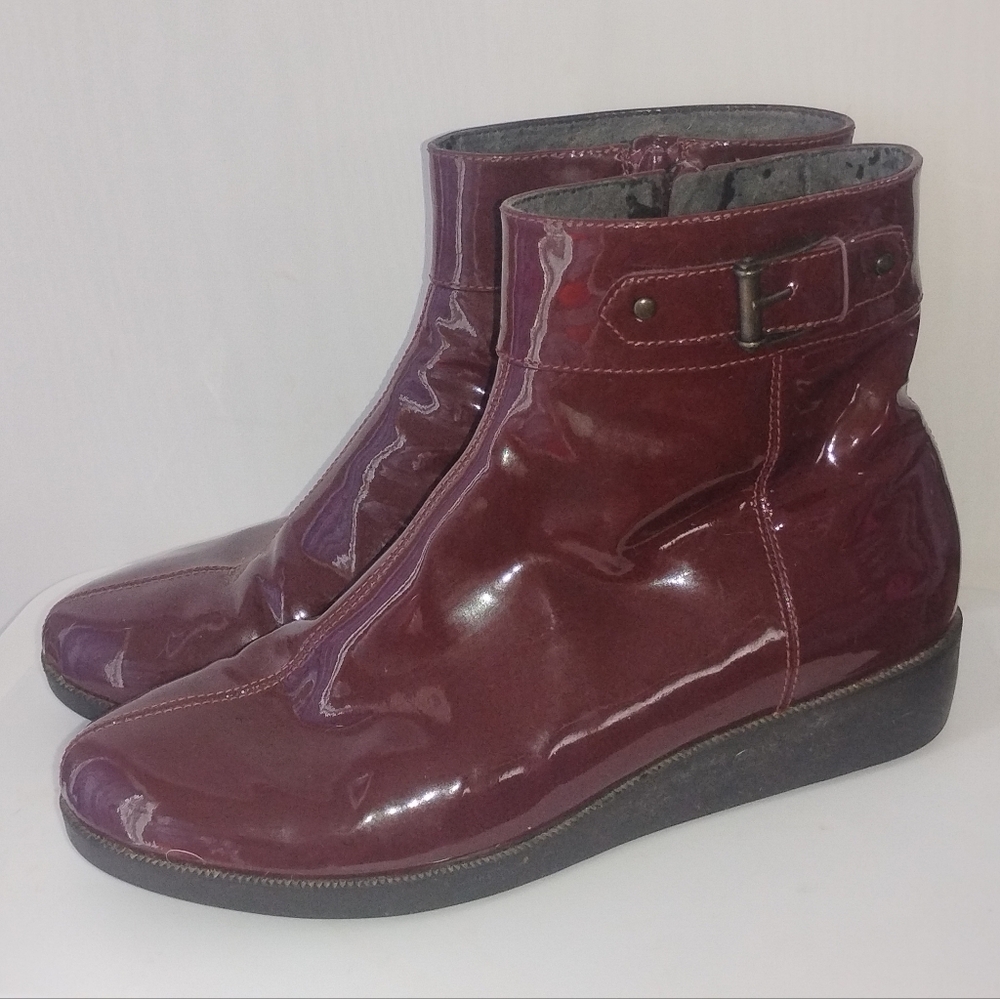 ☀️🌊Cole Haan & Nike Air Waterproof Cordovan Patent Leather Ankle Boots 9.5